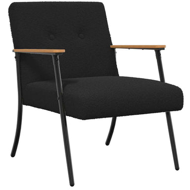 Fauteuil Zwart Krullend Wol-achtig Stof