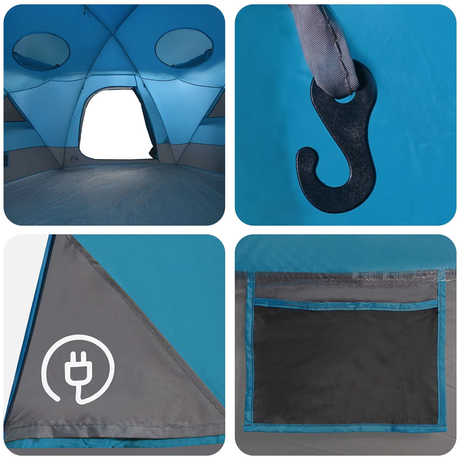 Koepeltent met Verwijderbare Regenkap Blauw 12-Persoons