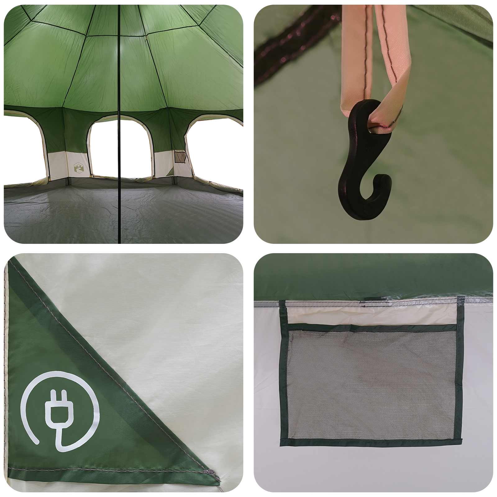 Gezinstent 10-persoons Groen 185T Polyester met PU Coating
