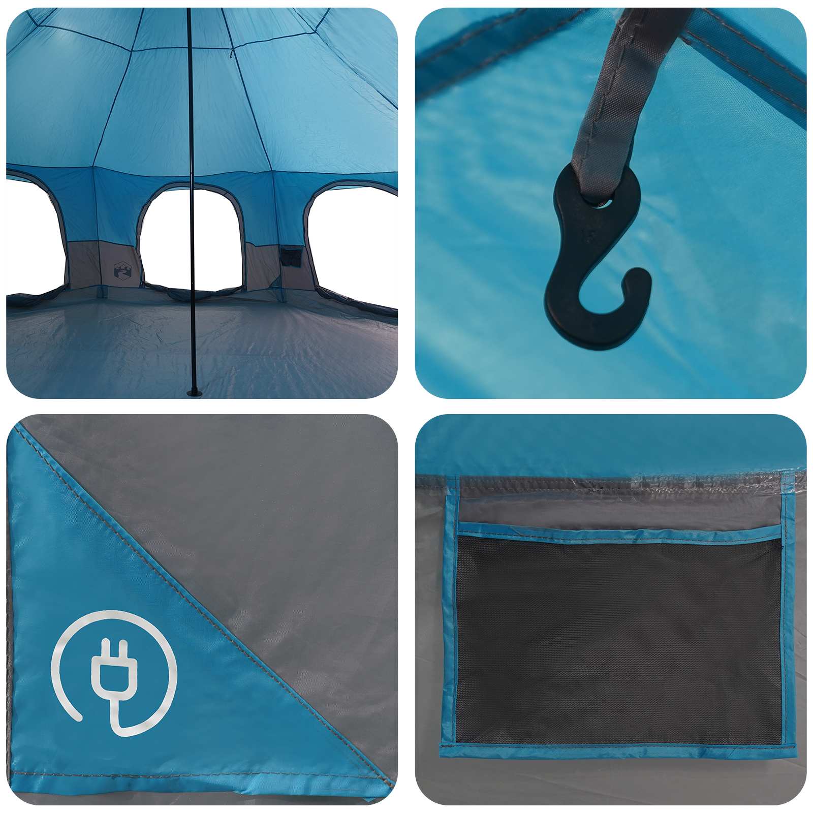 Gezinstent 10-persoons Blauw 185T Polyester met PU Coating