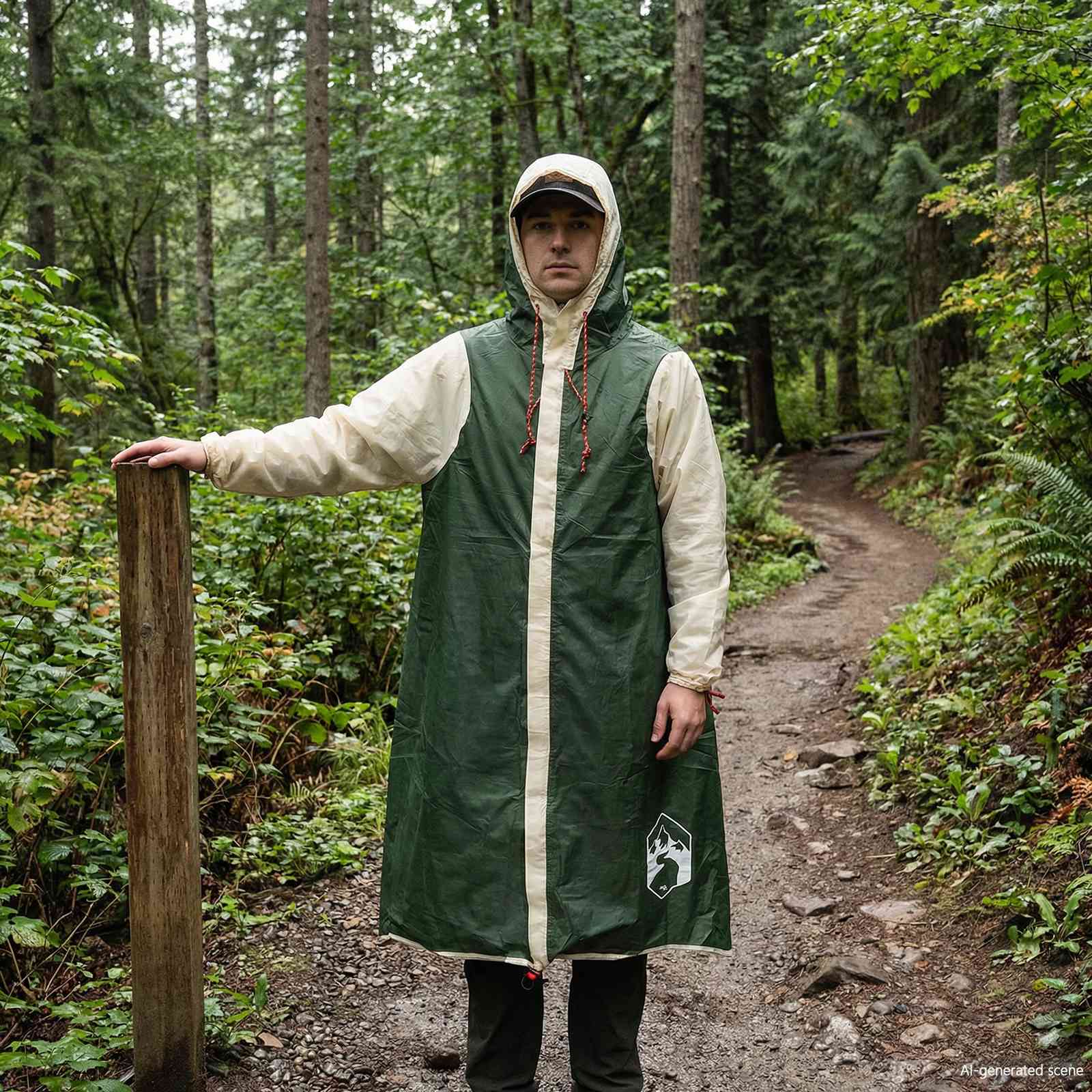 2-in-1 Regen Poncho met Kap Groen 262 x 126 x 130 cm