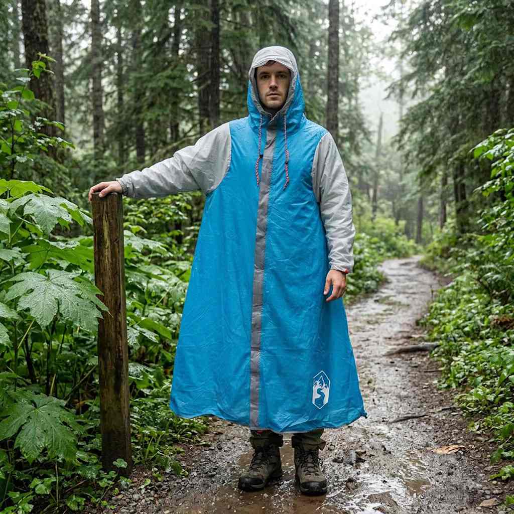 2-in-1 Regen Poncho met Kap Blauw 262 x 126 x 130 cm