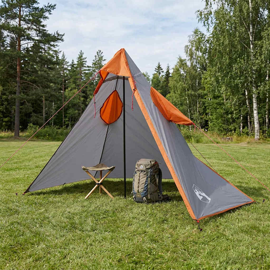 2-in-1 Regen Poncho met Kap Grijs en Oranje 262 x 126 x 130 cm