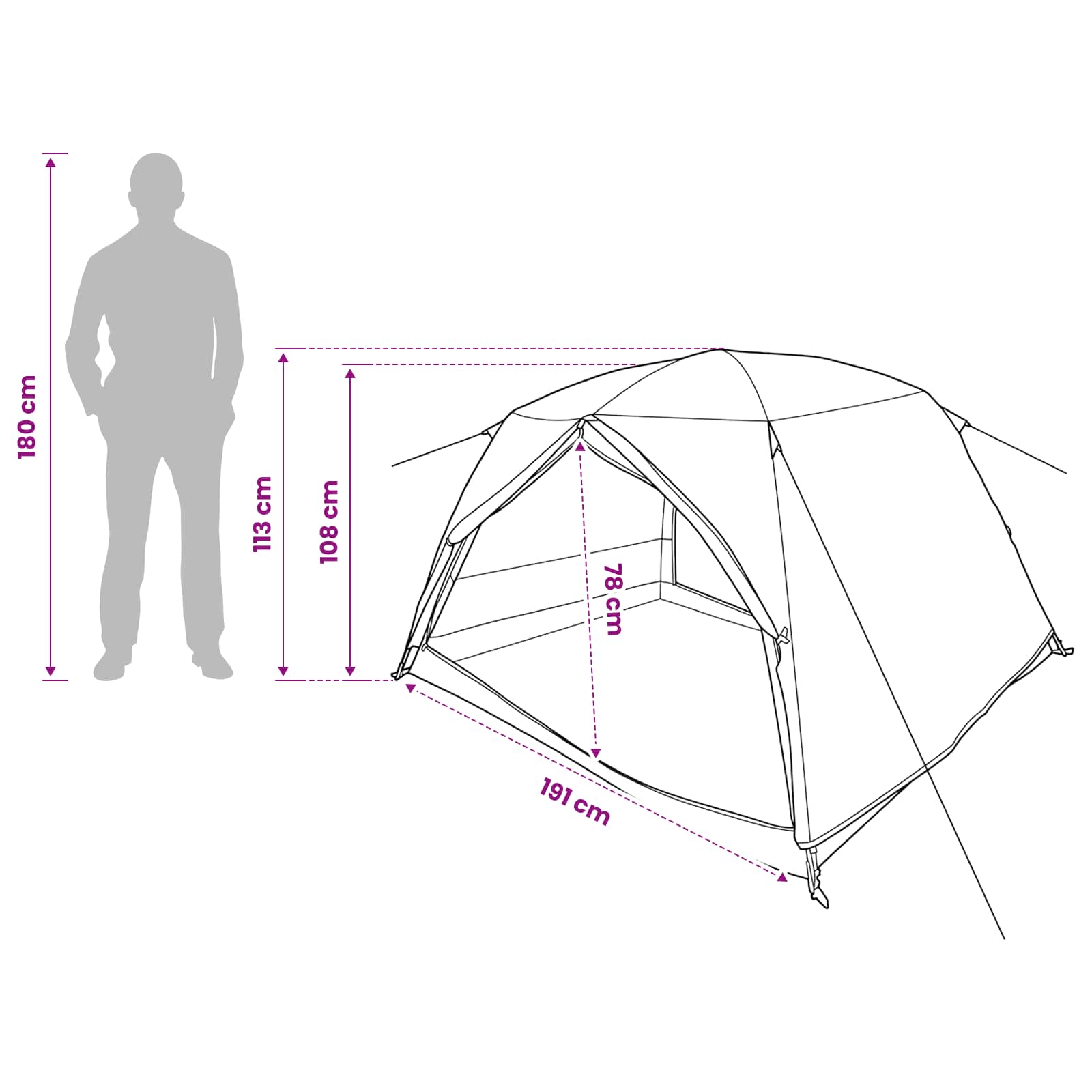 Backpacking Tent Grijs en Oranje 2-persoons
