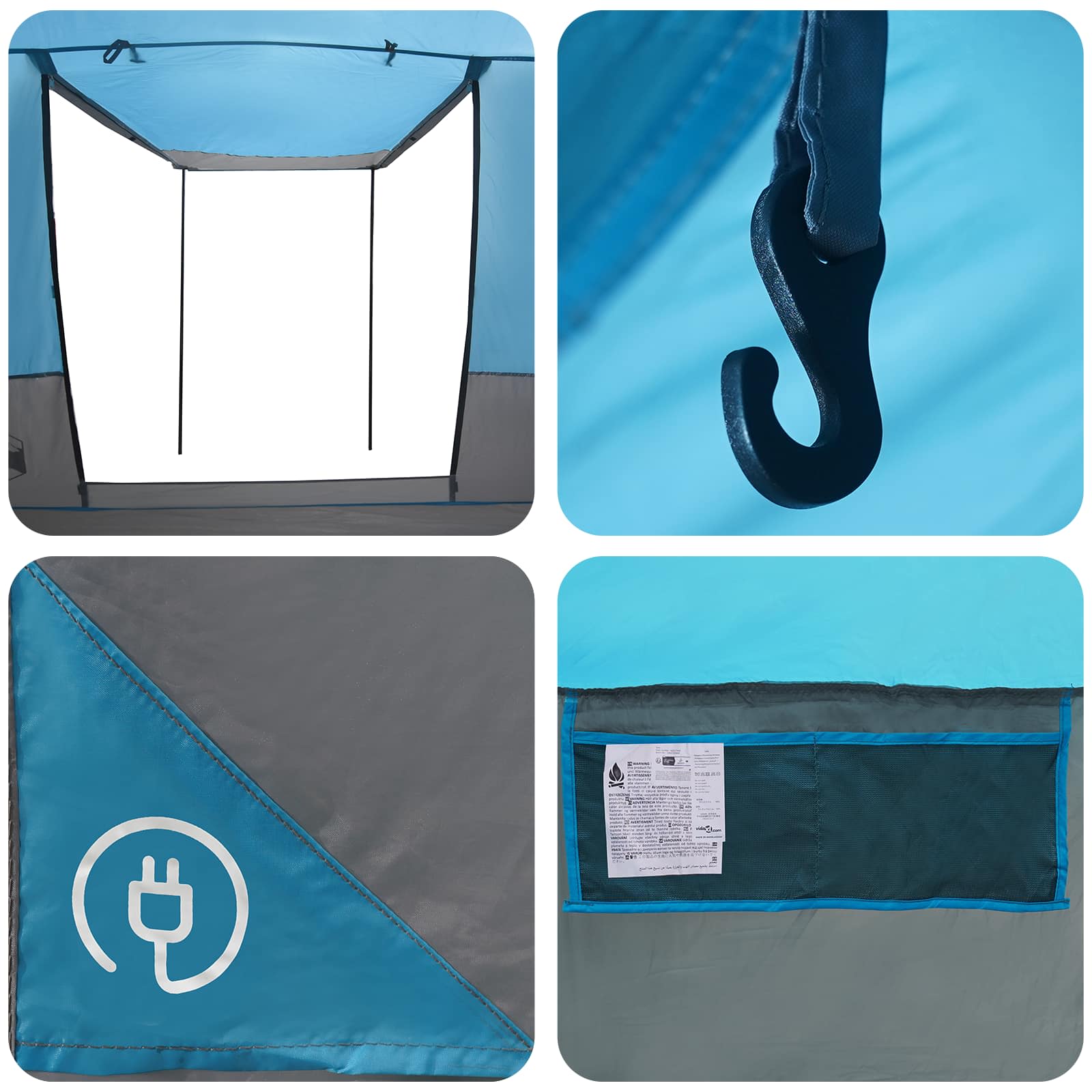 Partytent Blauw 10-persoons 185T Polyester met PU Coating