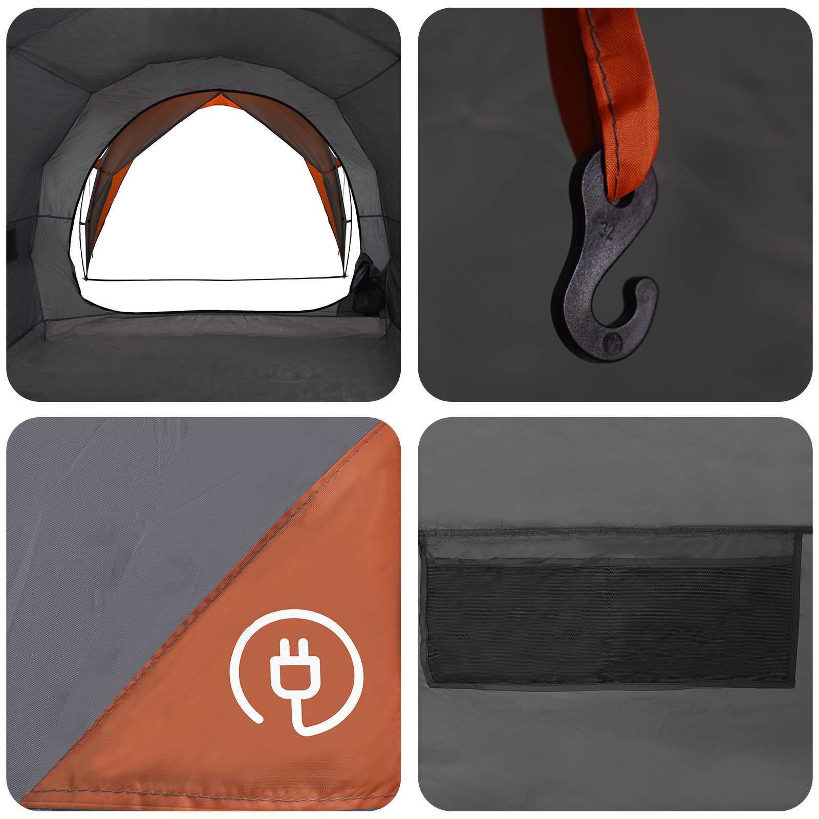 Tunneltent Grijs en Oranje 382 x 262 x 214 cm