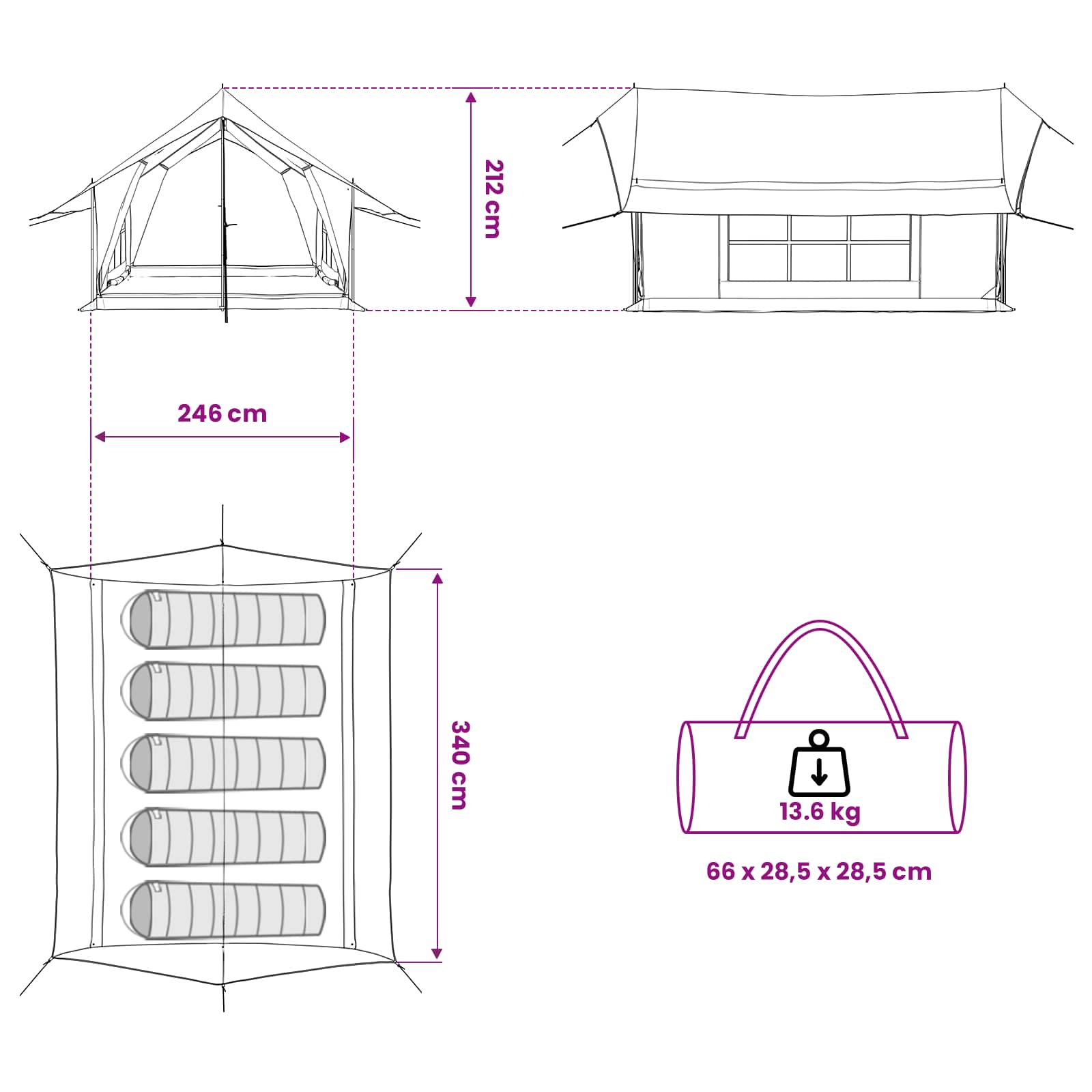 Huisje Tent Crèmekleurig 340 x 246 x 210 cm Polykatoen