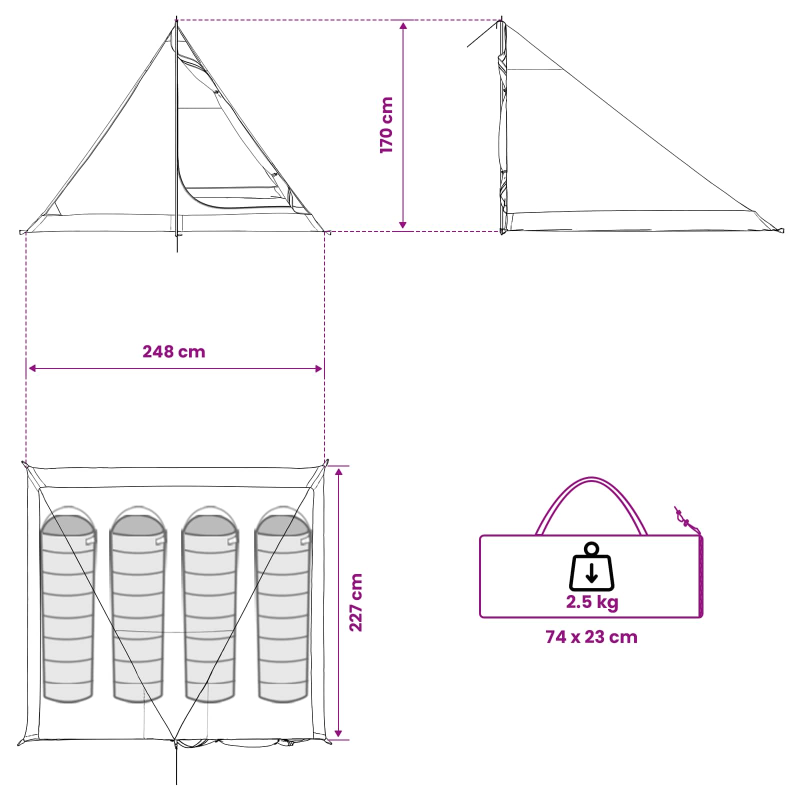 Backpacking Tent Groen 4-persoons 185T Polyester met PU Coating