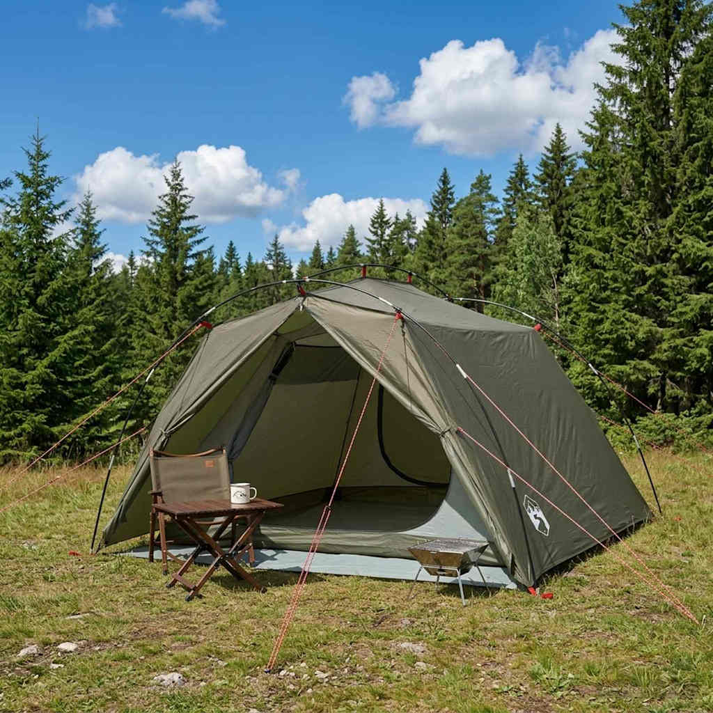 Tunneltent Olijfgroen 4-persoons 185T Polyester met PU Coating
