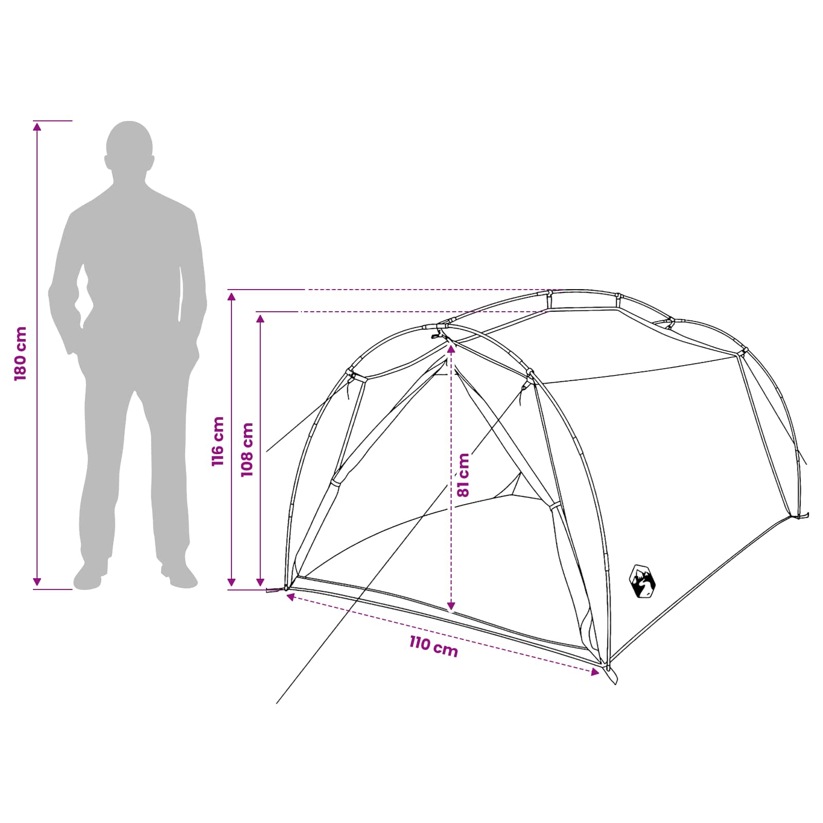 Tunneltent Camouflage 2-persoons 185T Polyester met PU Coating