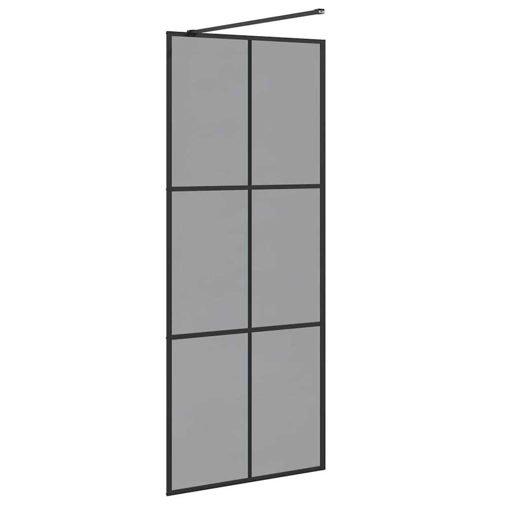 Inloop Douche Wand Zwart 80 x 195 cm gehard glas