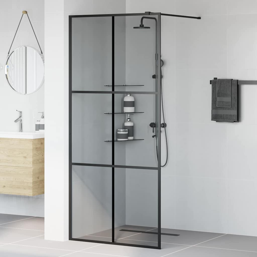Inloop Douche Wand Zwart 90 x 195 cm gehard glas