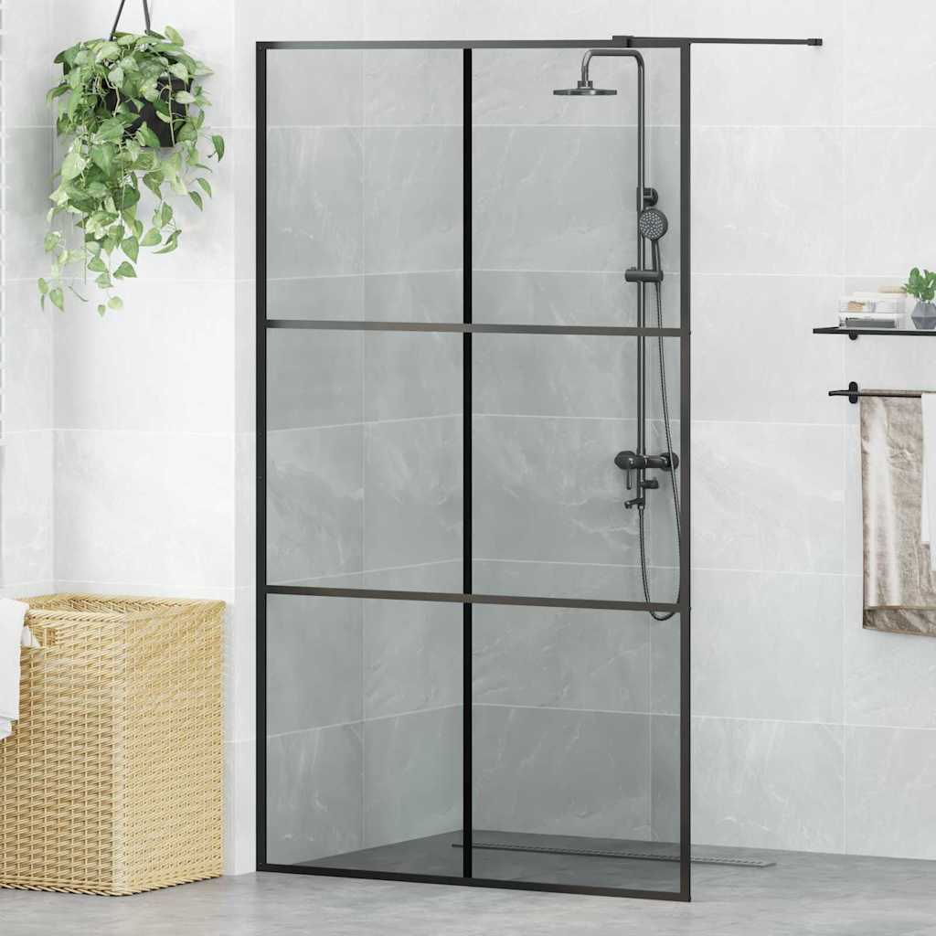 Inloop Douche Wand Zwart 115 x 195 cm gehard glas