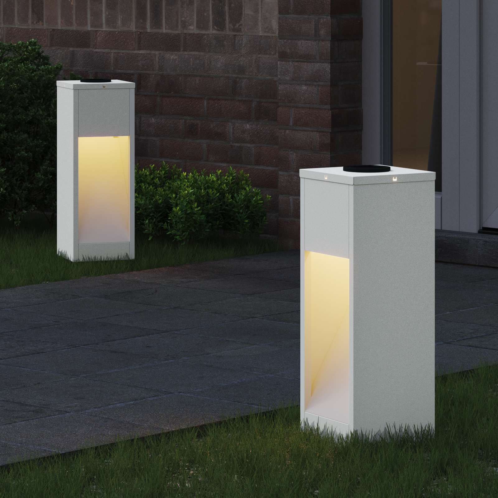 Zonne LED Padverlichting 2 st Warmwit 18 x 18 x 50 cm