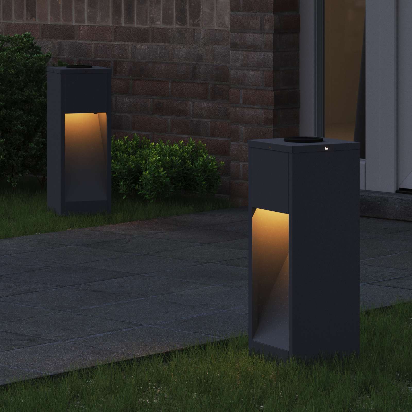 Zonne LED Padverlichting 2 st Warmwit 18 x 18 x 50 cm