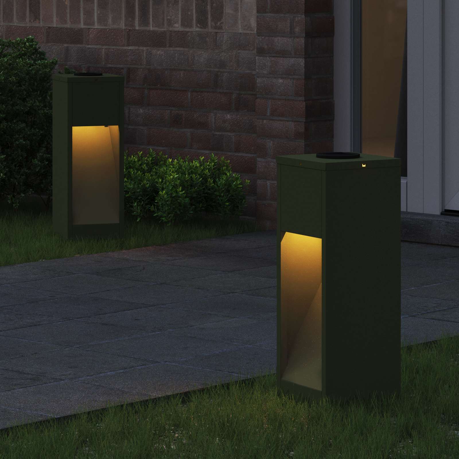 Zonne LED Padverlichting 2 st Warmwit 18 x 18 x 50 cm