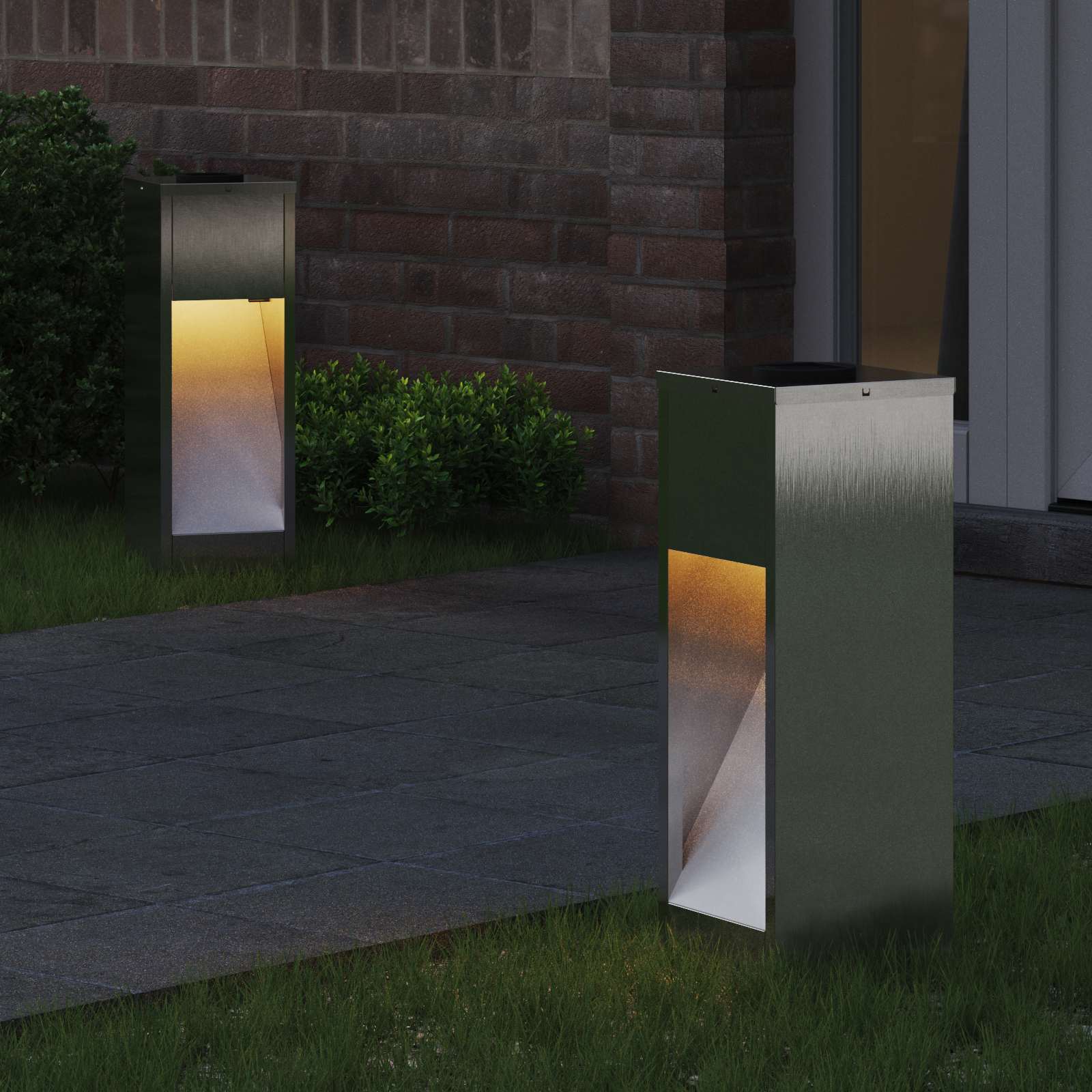 Zonne LED Padverlichting 2 st Warmwit 18 x 18 x 50 cm