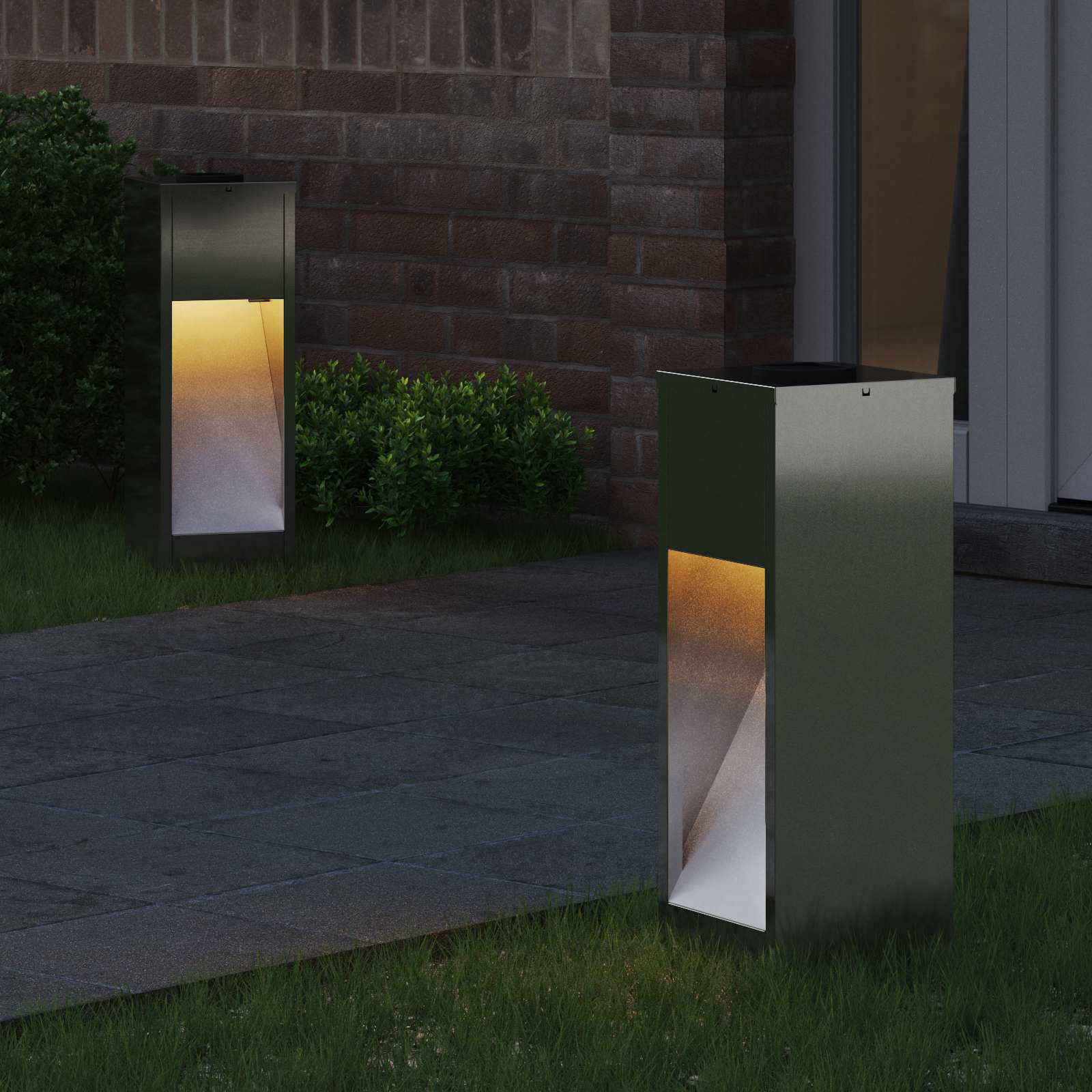 Zonne LED Padverlichting 2 st Warmwit 18 x 18 x 50 cm