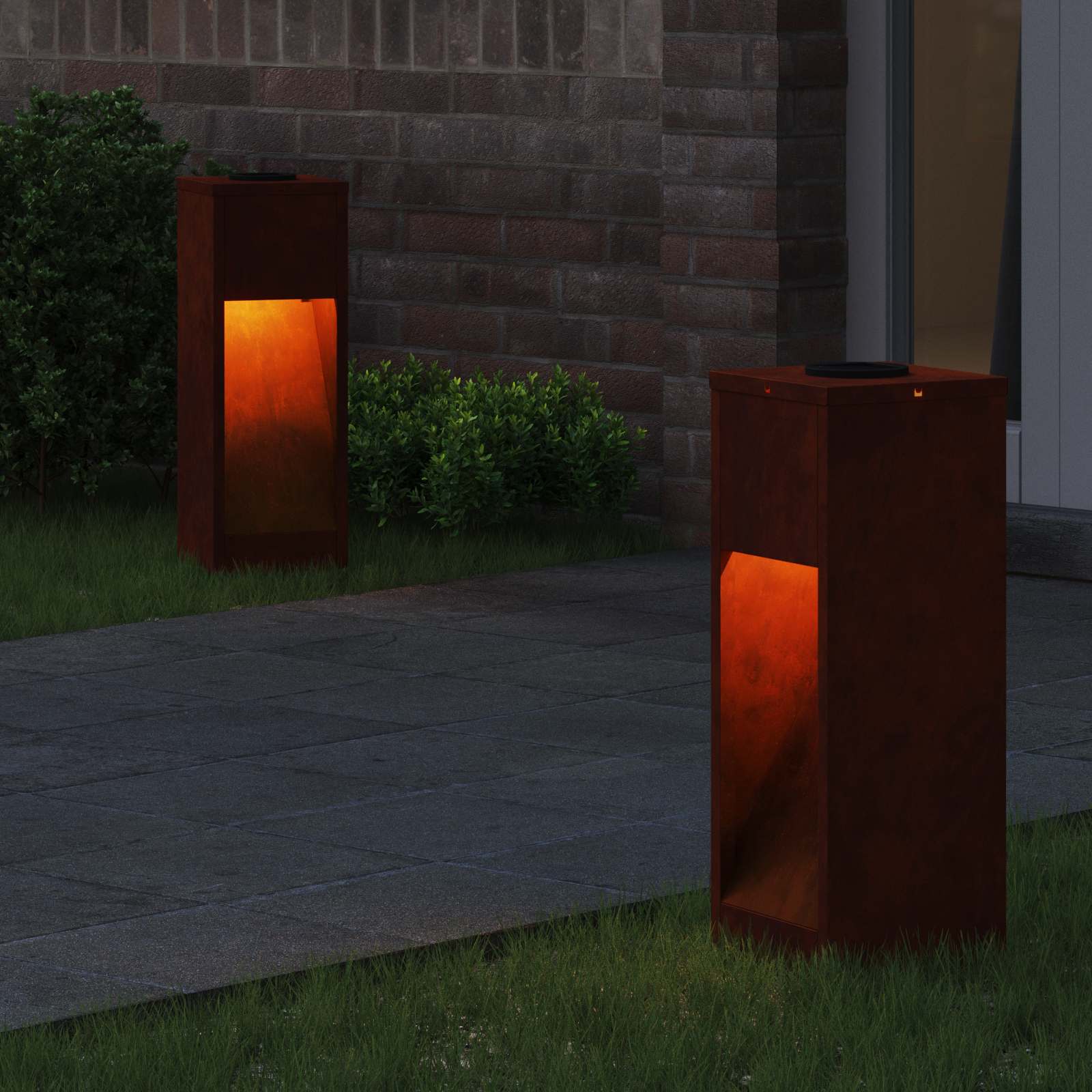 Zonne LED Padverlichting 2 st Warmwit 18 x 18 x 50 cm
