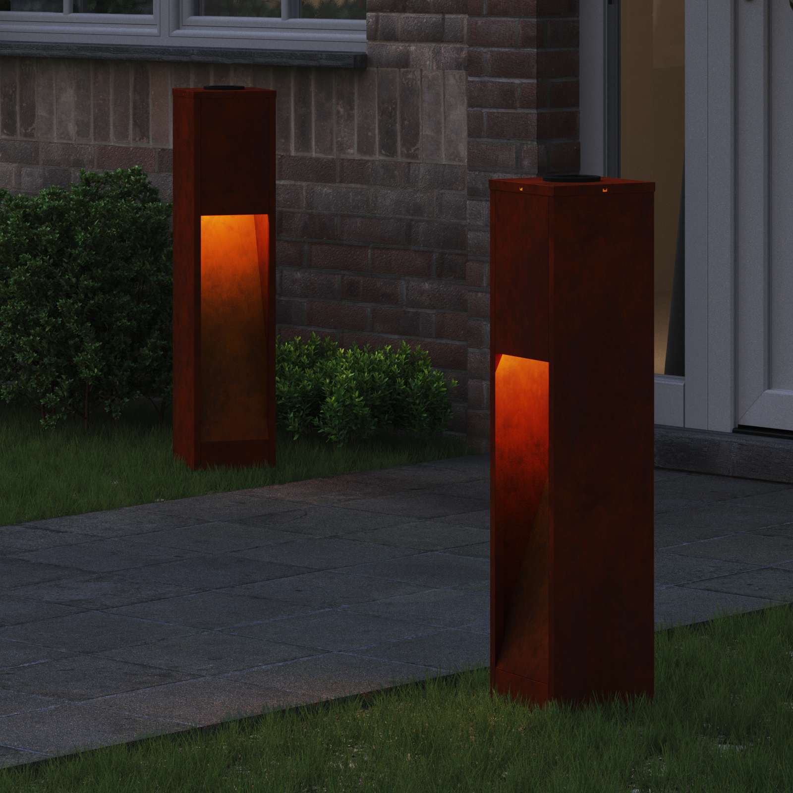 Zonne LED Padverlichting 2 st Warmwit 18 x 18 x 80 cm