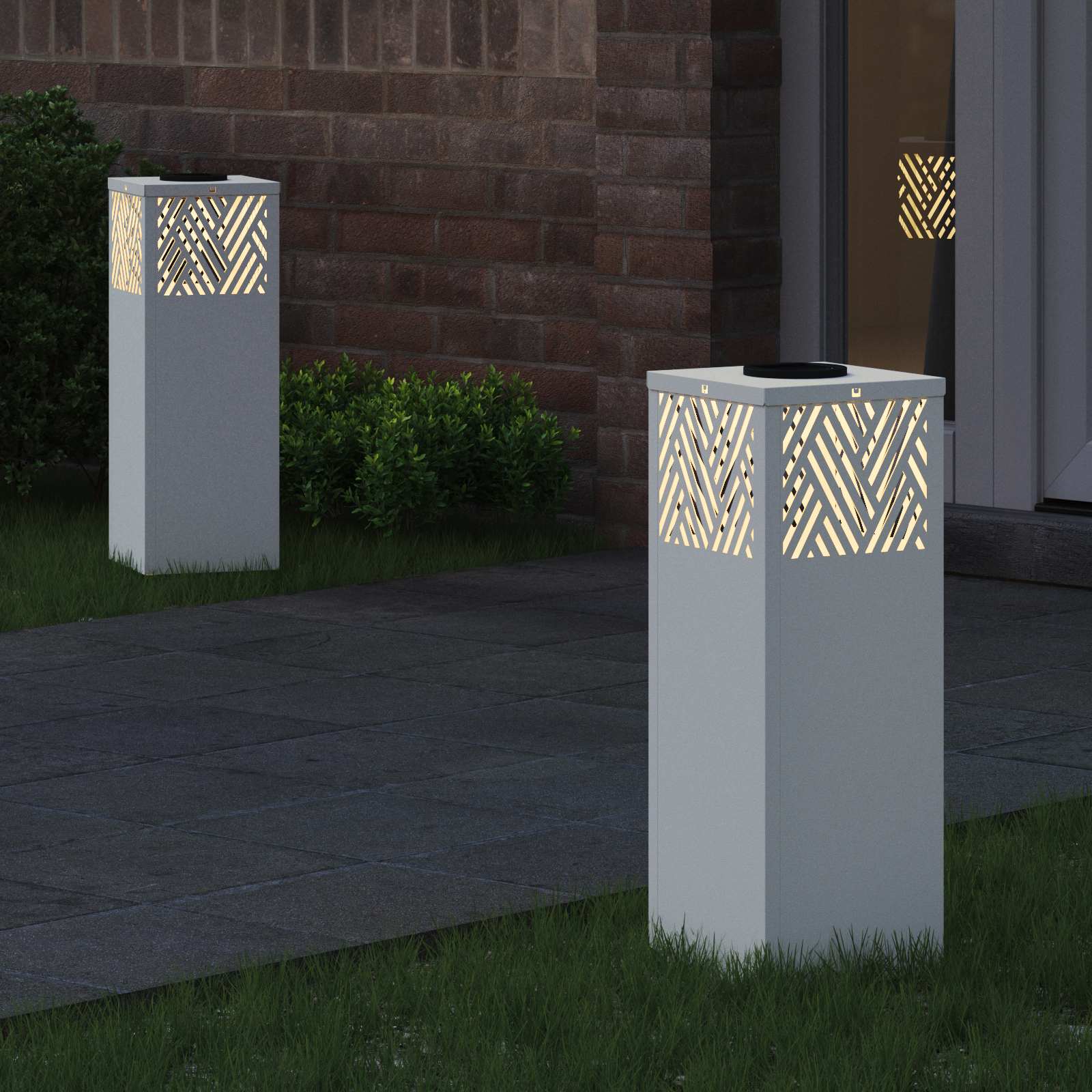 Solar LED Pad Licht 2 st Warmwit 18 x 18 x 50 cm