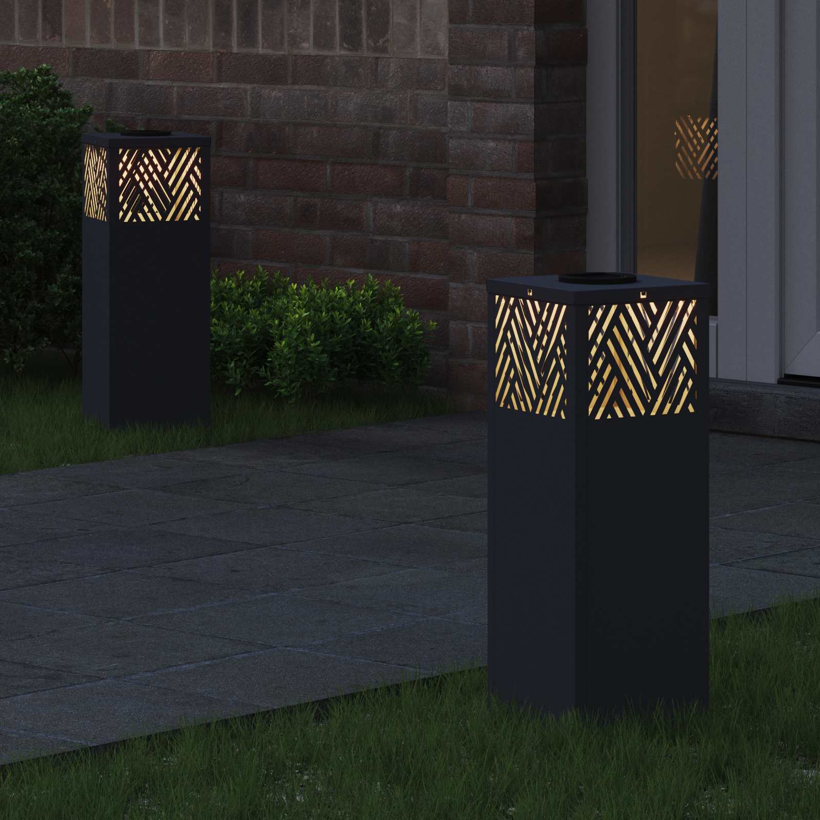 Solar LED Pad Licht 2 st Warmwit 18 x 18 x 50 cm
