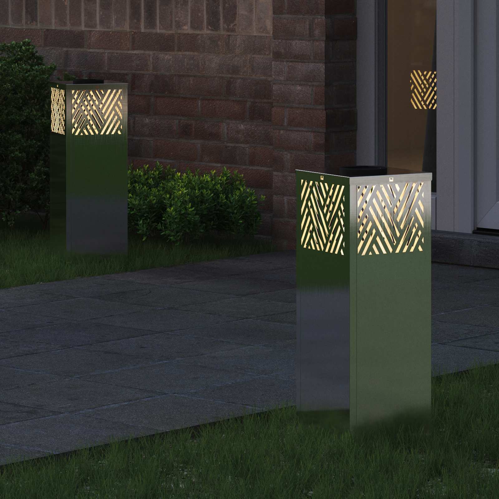 Solar LED Pad Licht 2 st Warmwit 18 x 18 x 50 cm