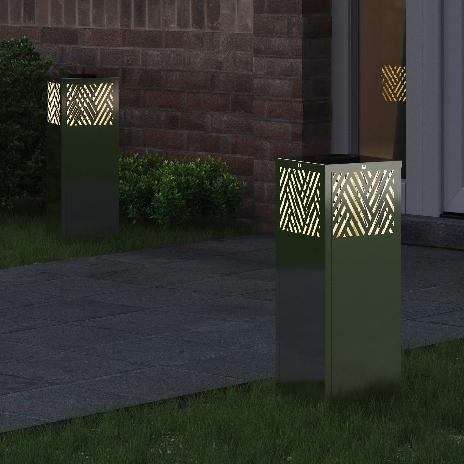 Solar LED Pad Licht 2 st Warmwit 18 x 18 x 50 cm Gegalvaniseerd