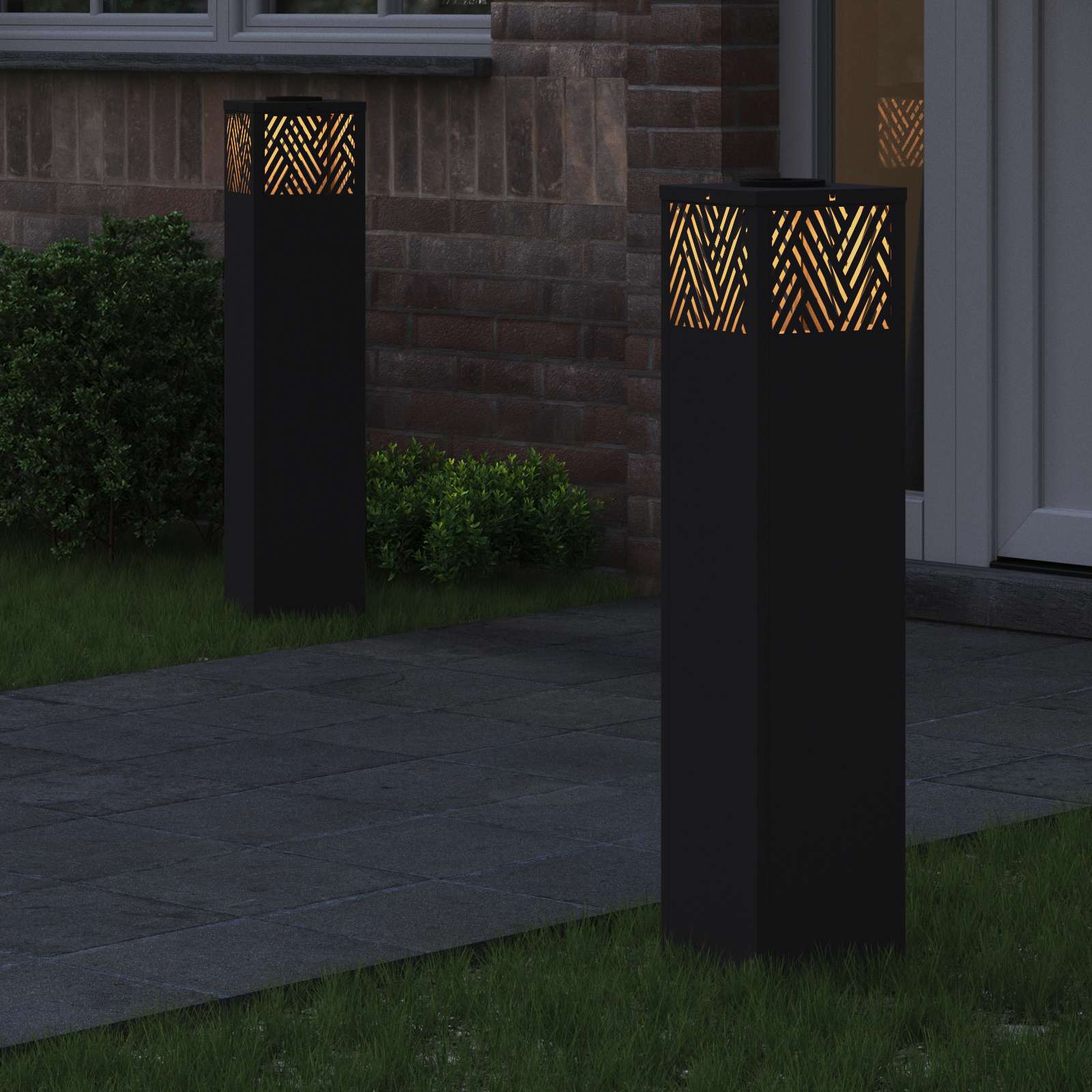 Solar LED Pad Licht 2 st Warmwit 18 x 18 x 80 cm