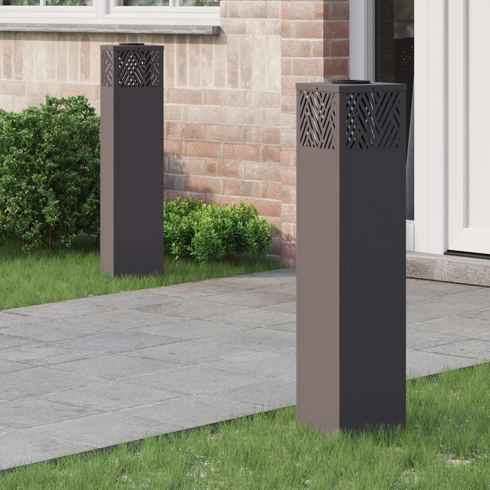 Solar LED Pad Licht 2 st Warmwit 18 x 18 x 80 cm