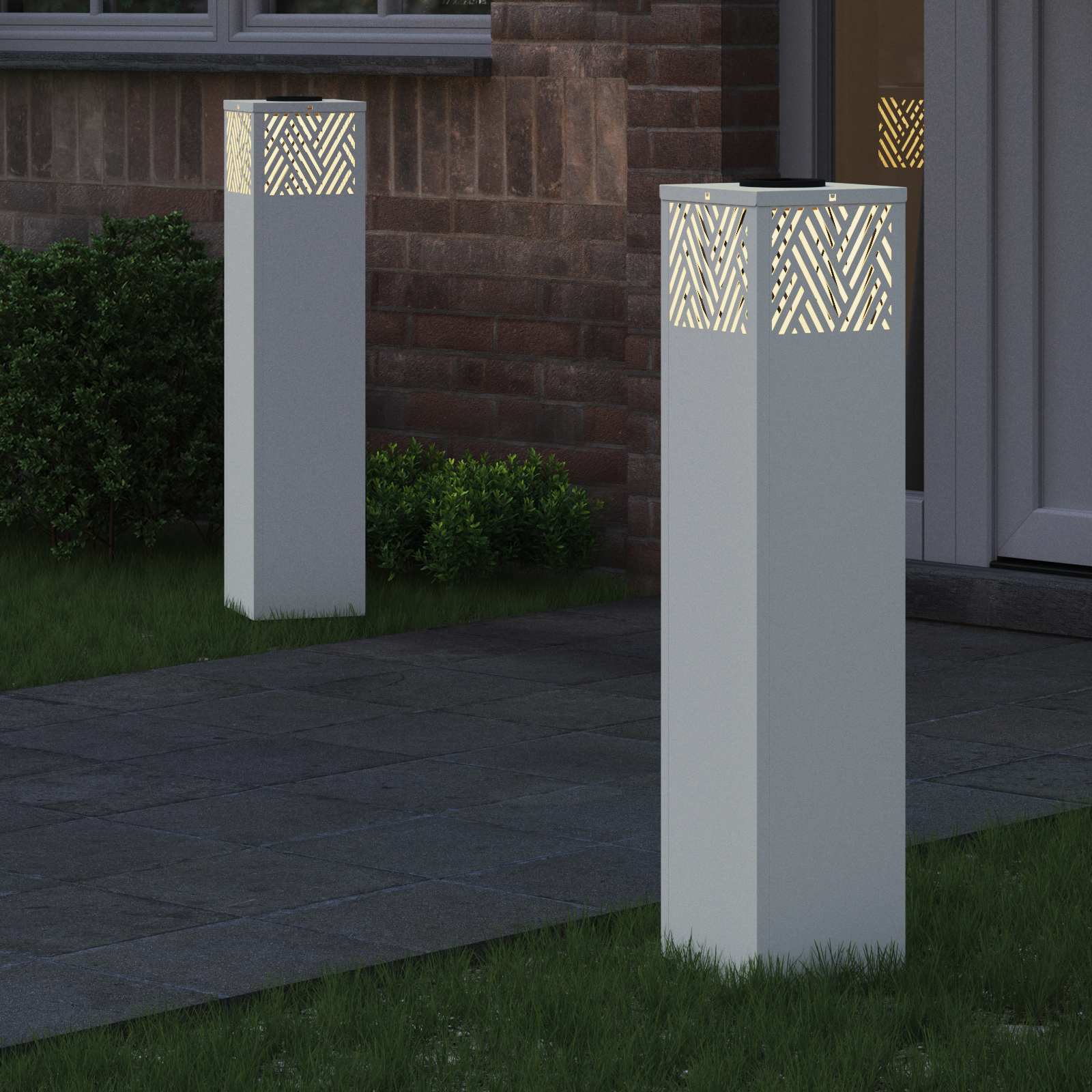 Solar LED Pad Licht 2 st Warmwit 18 x 18 x 80 cm
