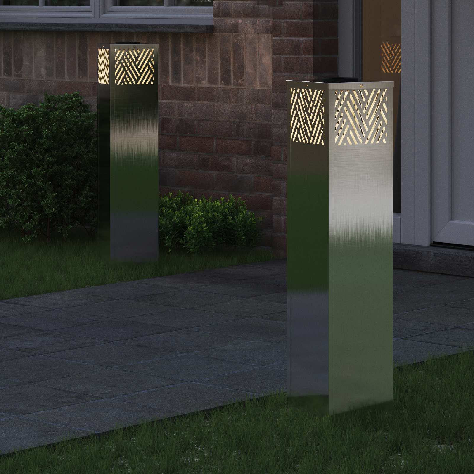 Solar LED Pad Licht 2 st Warmwit 18 x 18 x 80 cm