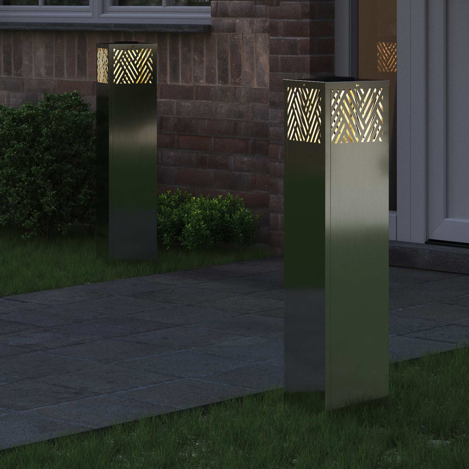 Solar LED Pad Licht 2 st Warmwit 18 x 18 x 80 cm Gegalvaniseerd