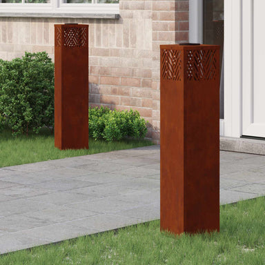 Solar LED Pad Licht 2 st Warmwit 18 x 18 x 80 cm weervast staal