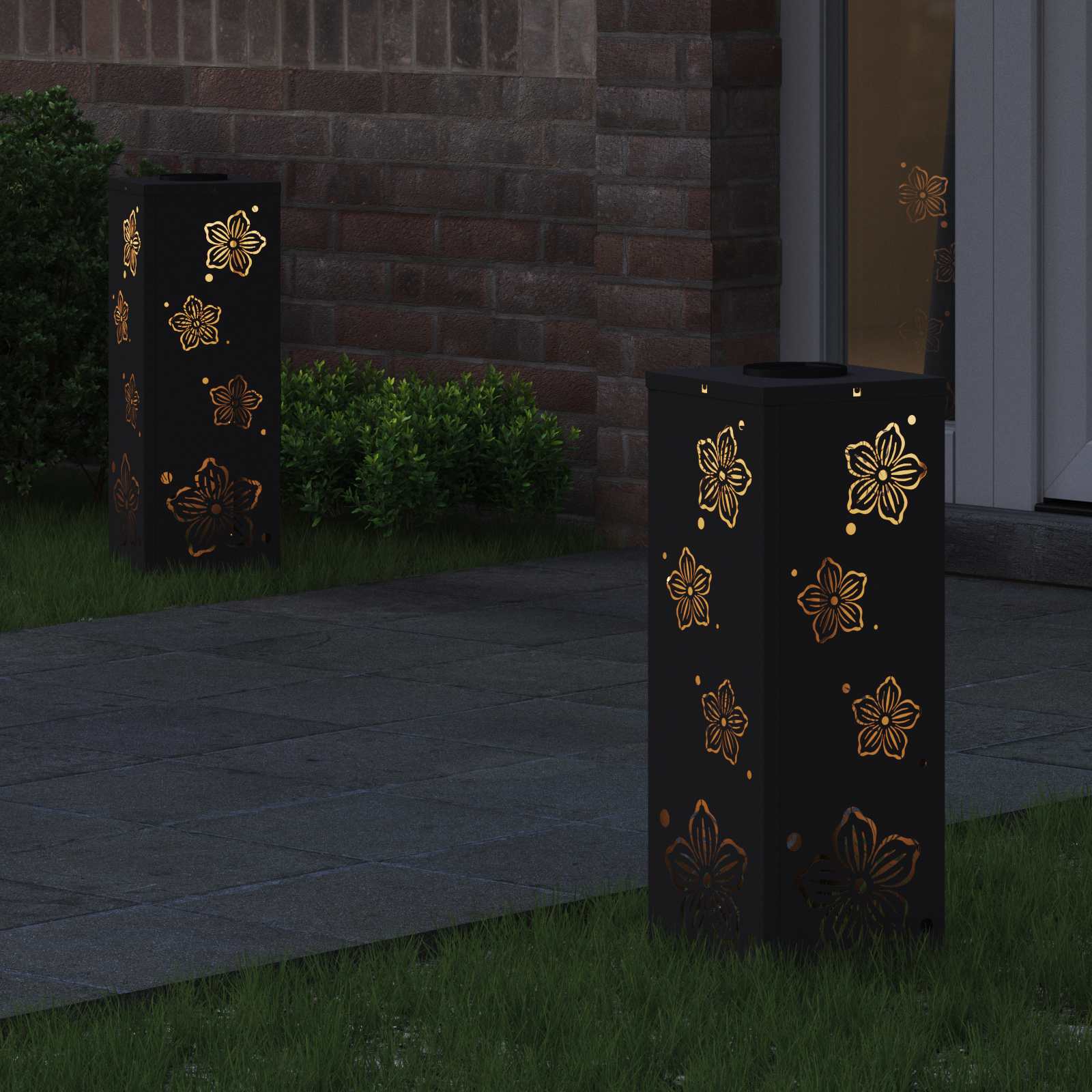 Solar LED Pad Licht 2 st Warmwit 18 x 18 x 50 cm