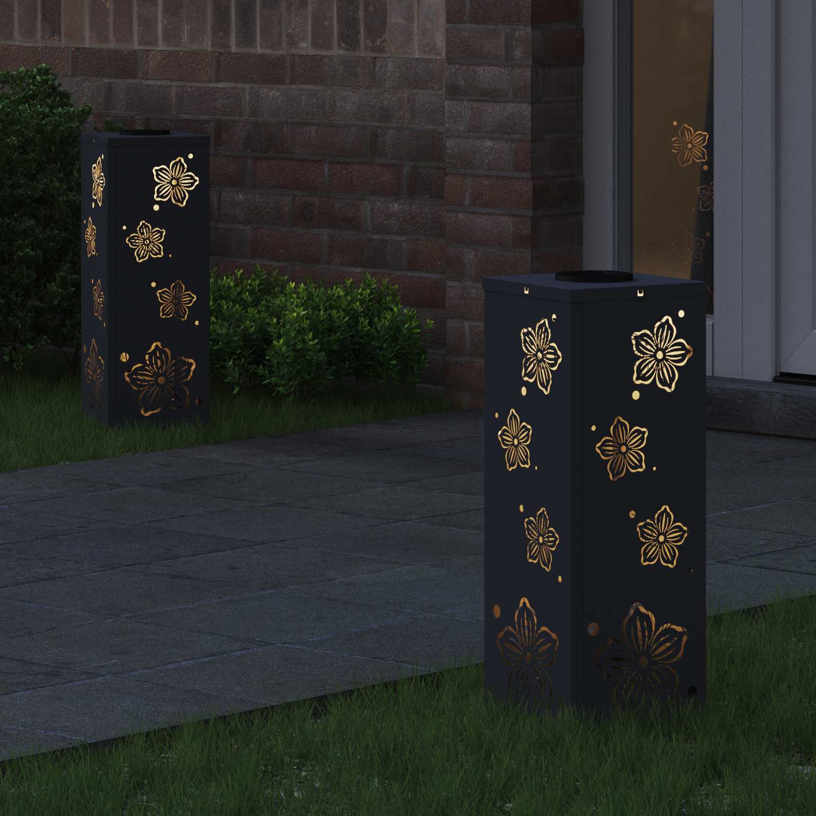 Solar LED Pad Licht 2 st Warmwit 18 x 18 x 50 cm