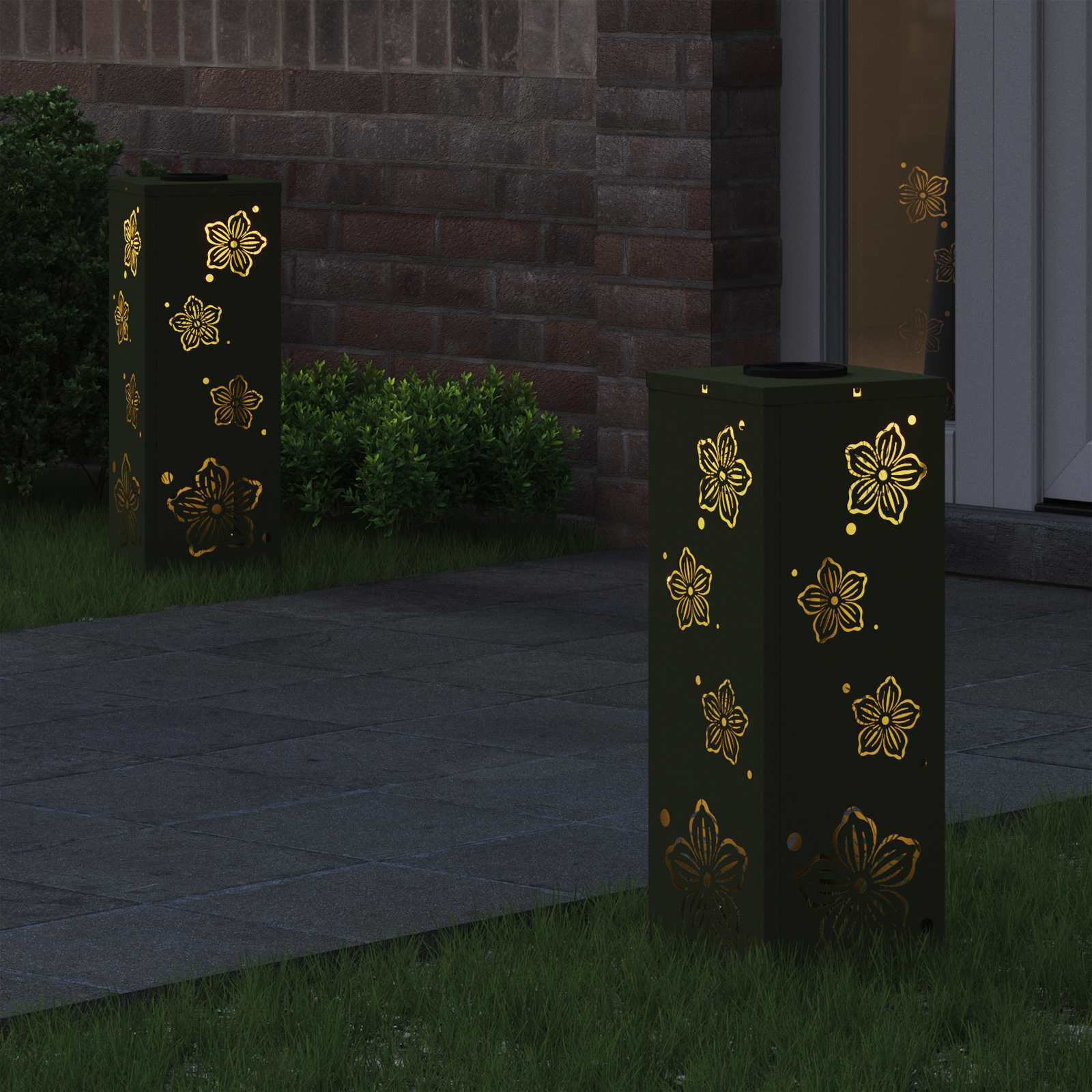 Solar LED Pad Licht 2 st Warmwit 18 x 18 x 50 cm
