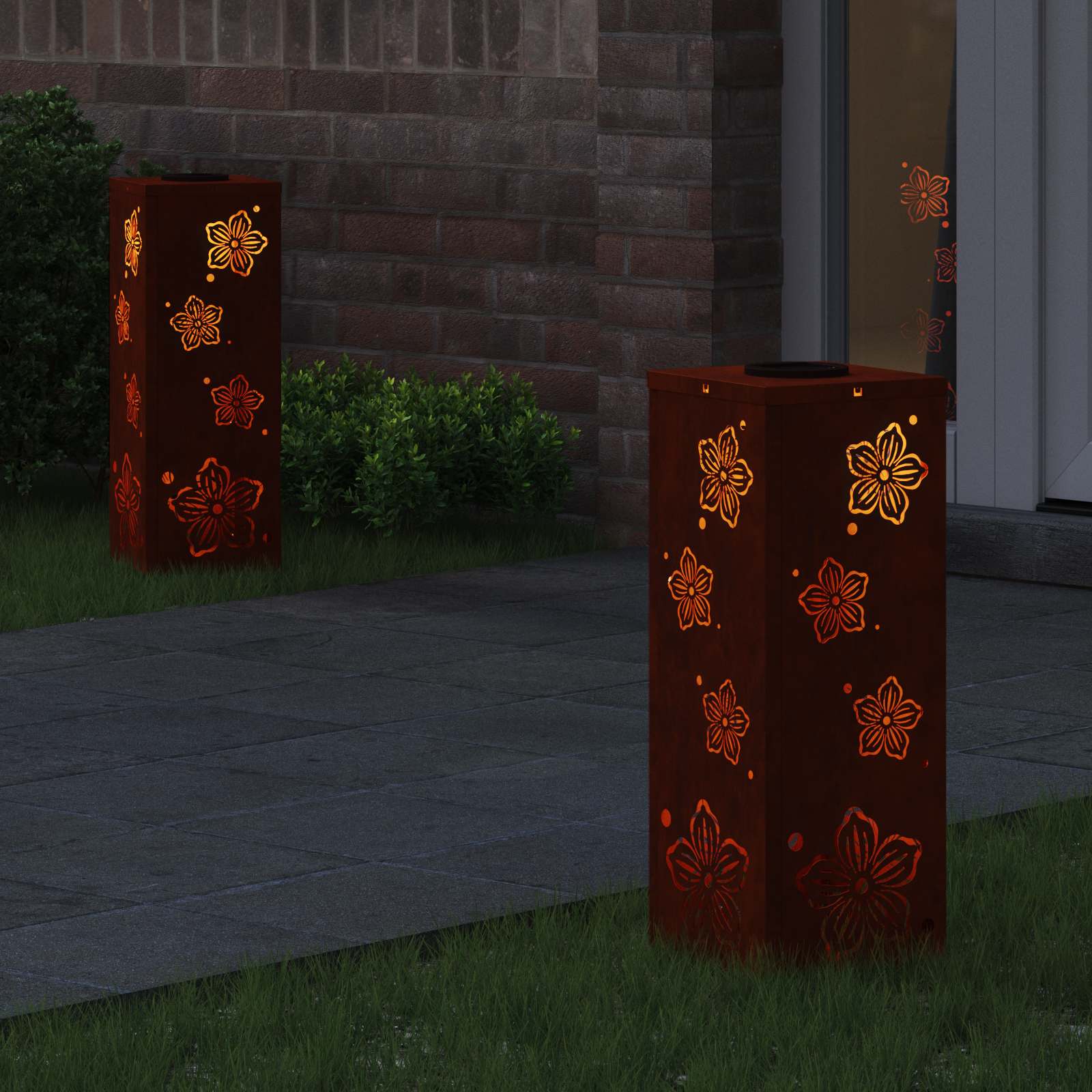Solar LED Pad Licht 2 st Warmwit 18 x 18 x 50 cm