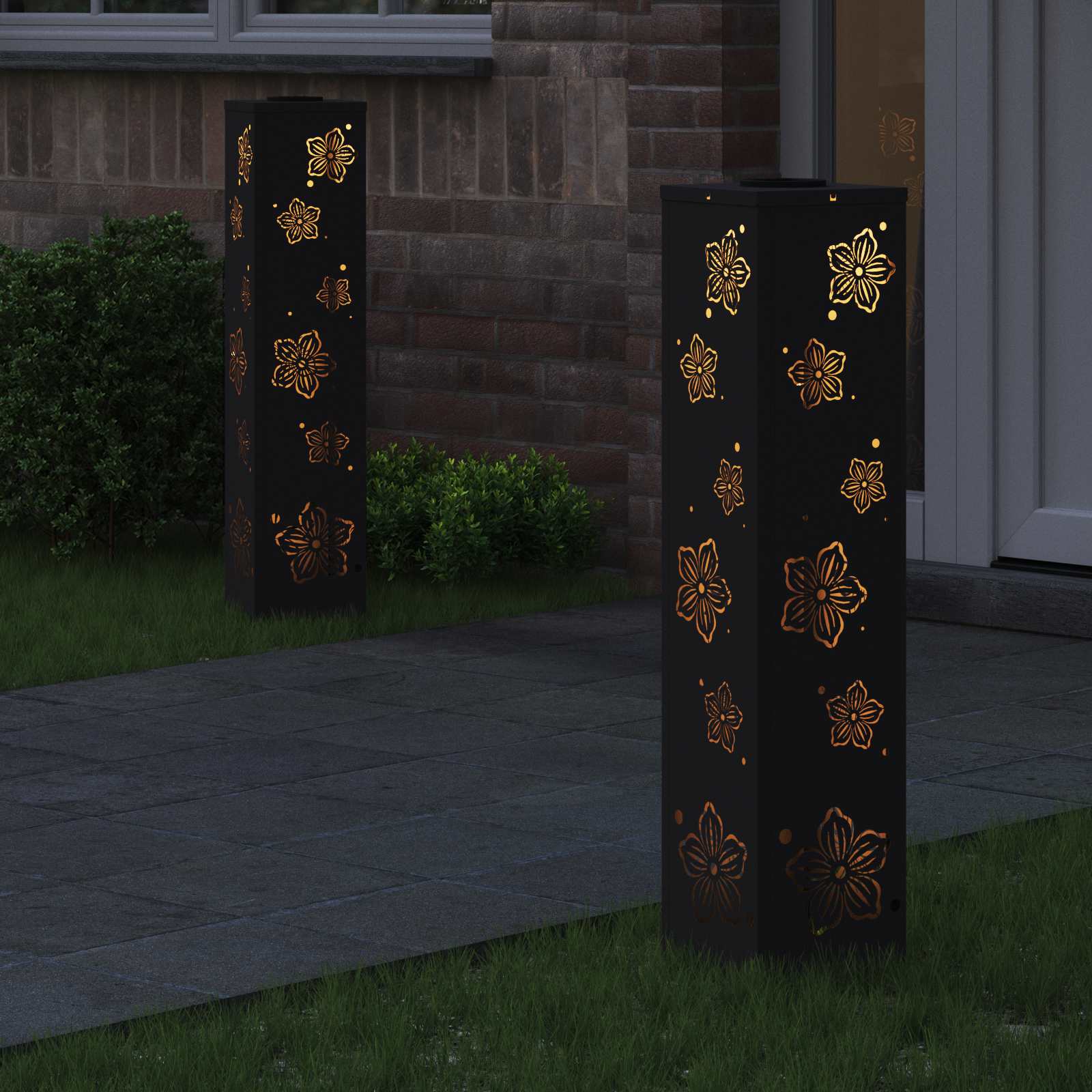 Solar LED Pad Licht 2 st Warmwit 18 x 18 x 80 cm