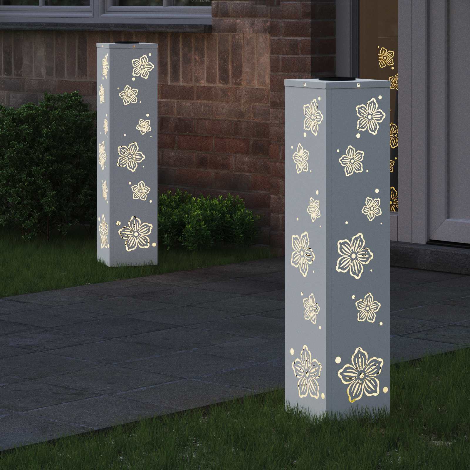 Solar LED Pad Licht 2 st Warmwit 18 x 18 x 80 cm