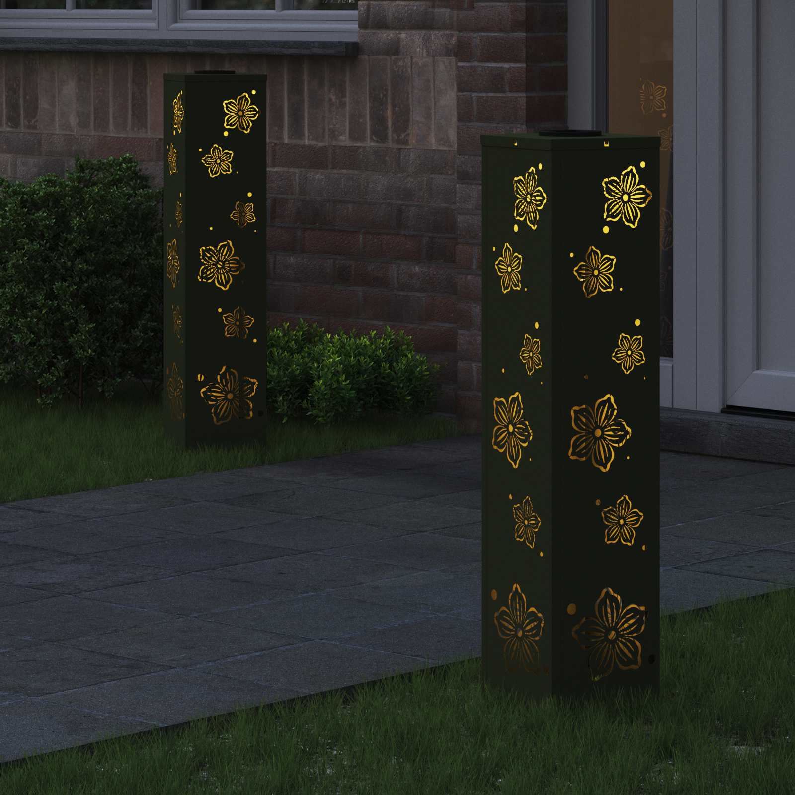 Solar LED Pad Licht 2 st Warmwit 18 x 18 x 80 cm