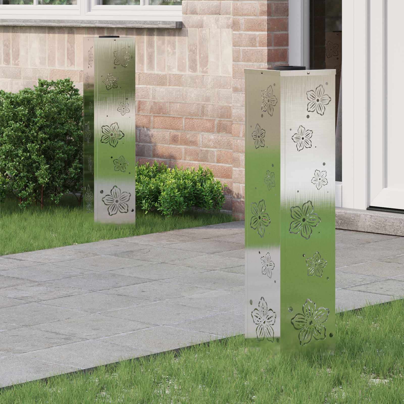 Solar LED Pad Licht 2 st Warmwit 18 x 18 x 80 cm