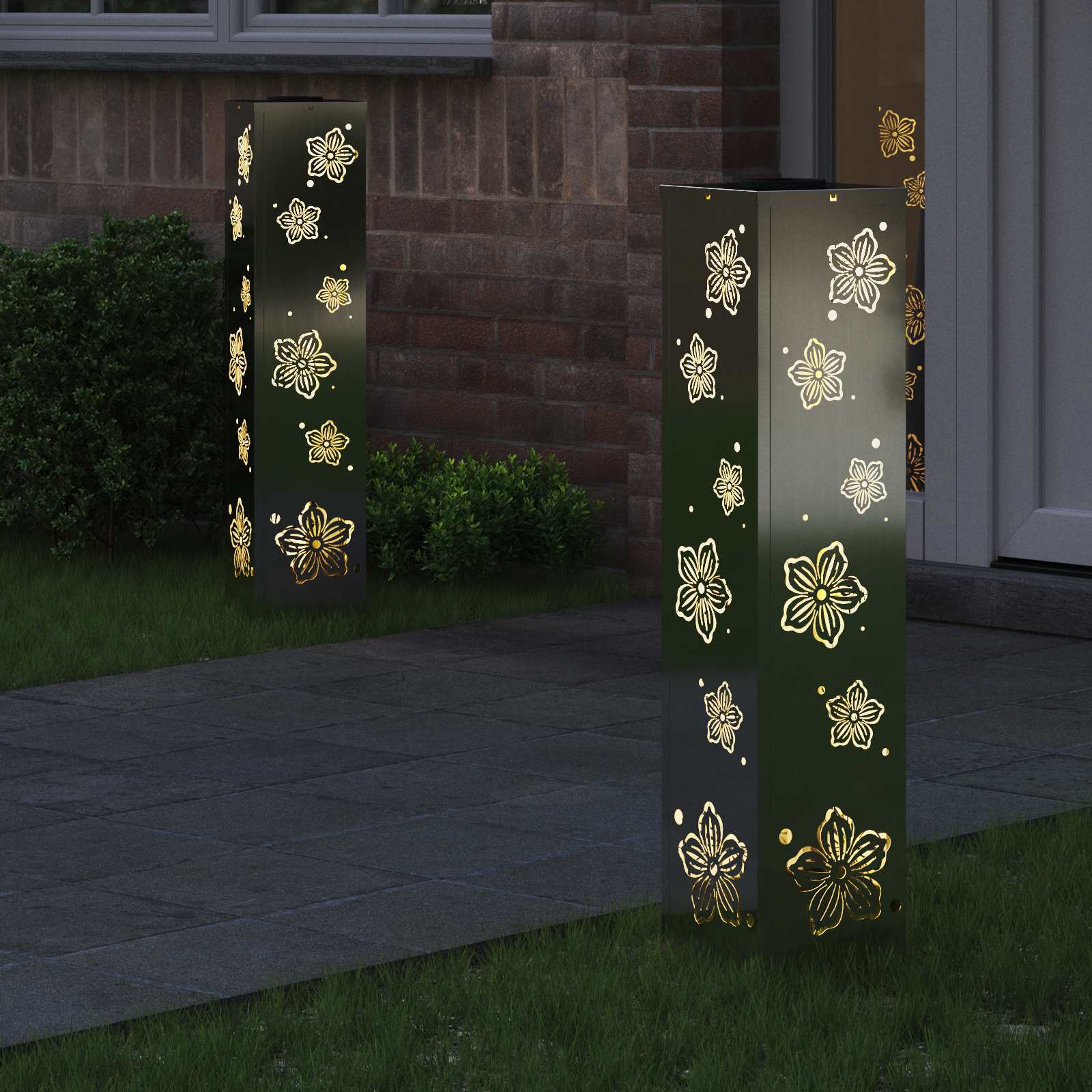 Solar LED Pad Licht 2 st Warmwit 18 x 18 x 80 cm