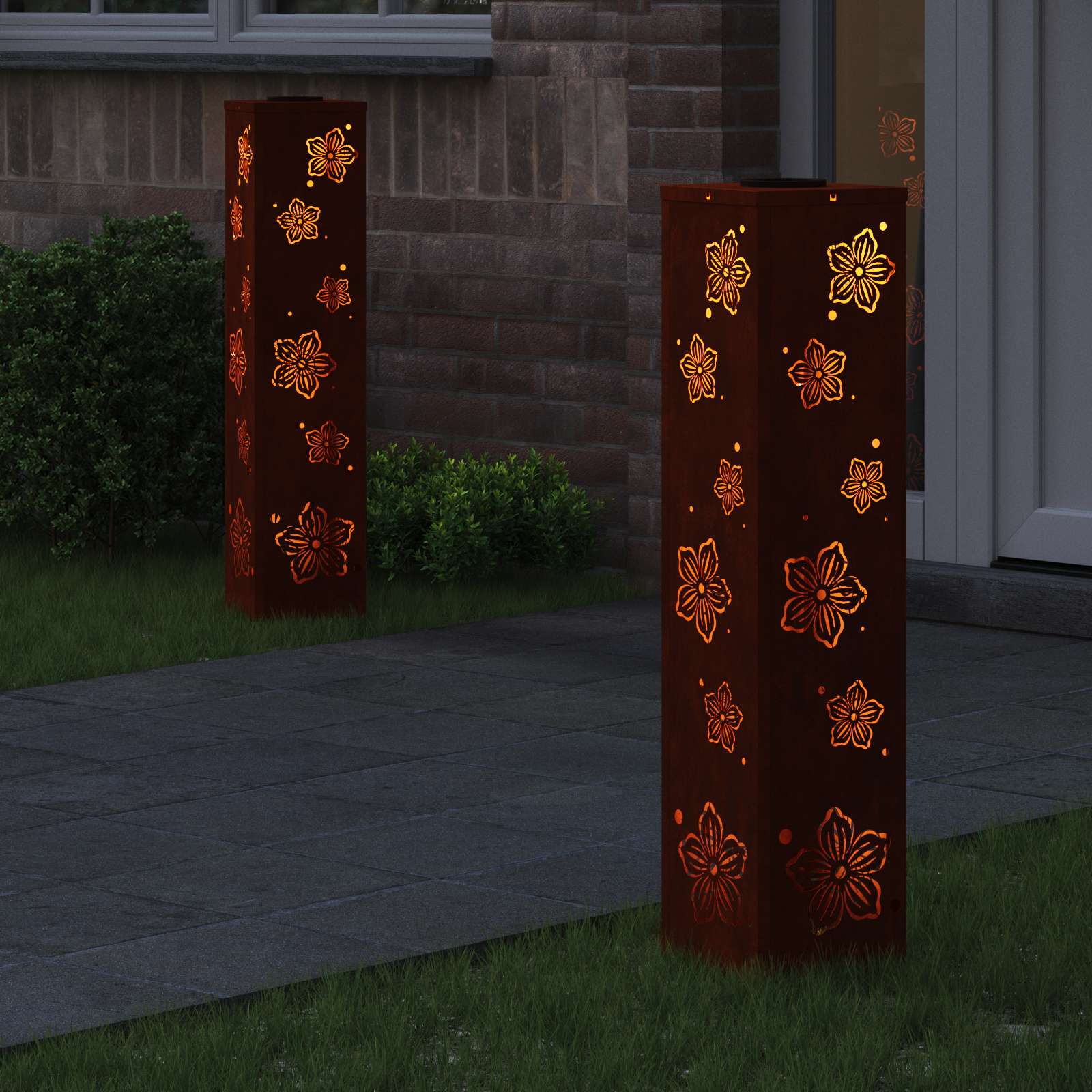 Solar LED Pad Licht 2 st Warmwit 18 x 18 x 80 cm