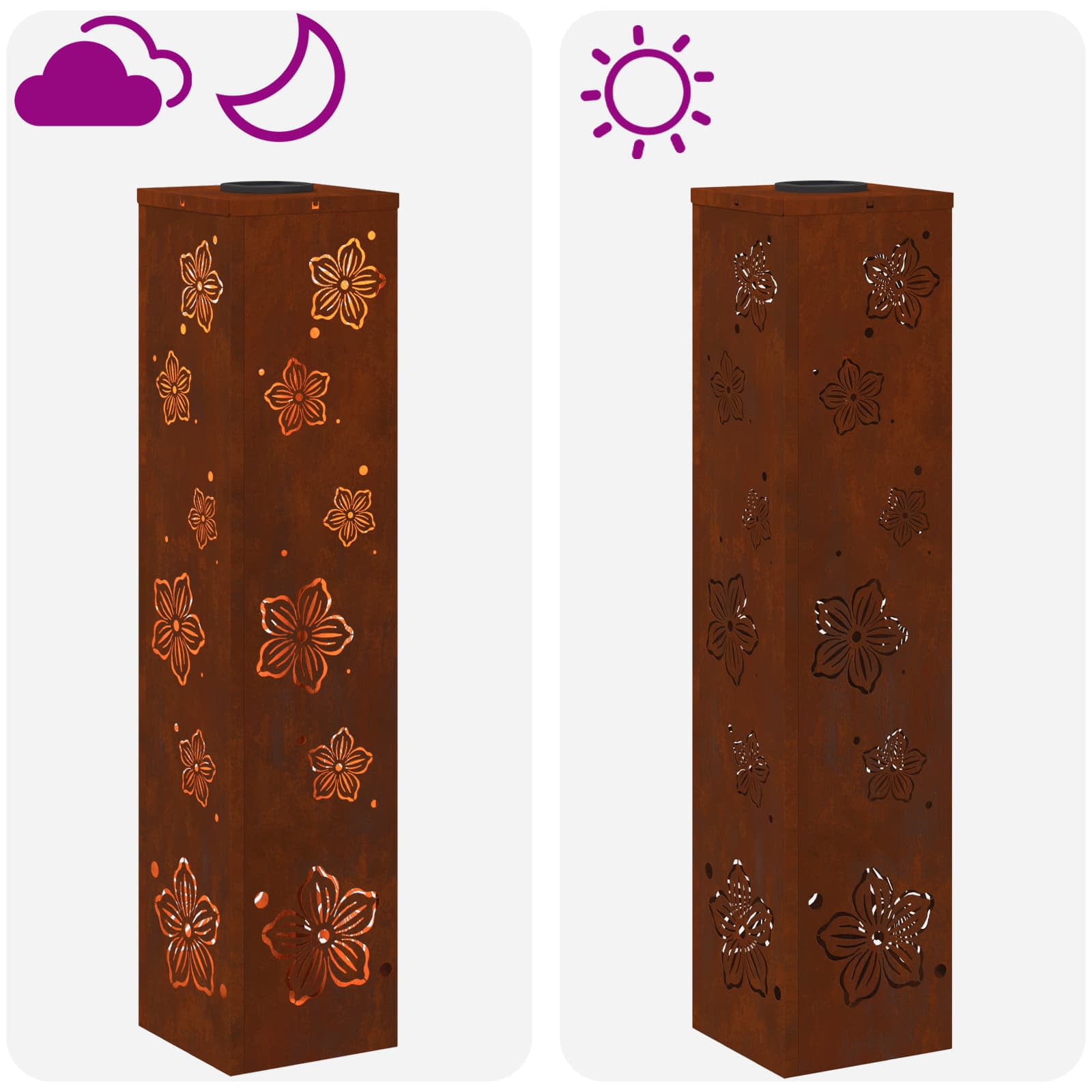 Solar LED Pad Licht 2 st Warmwit 18 x 18 x 80 cm