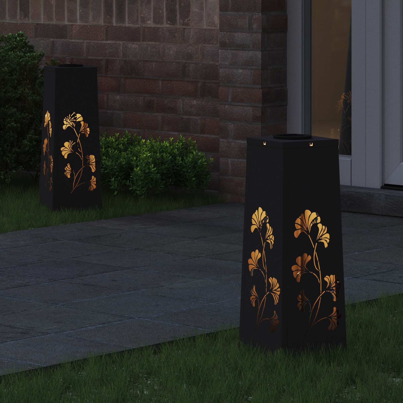Solar LED Pad Licht 2 st Warmwit 18 x 18 x 50 cm