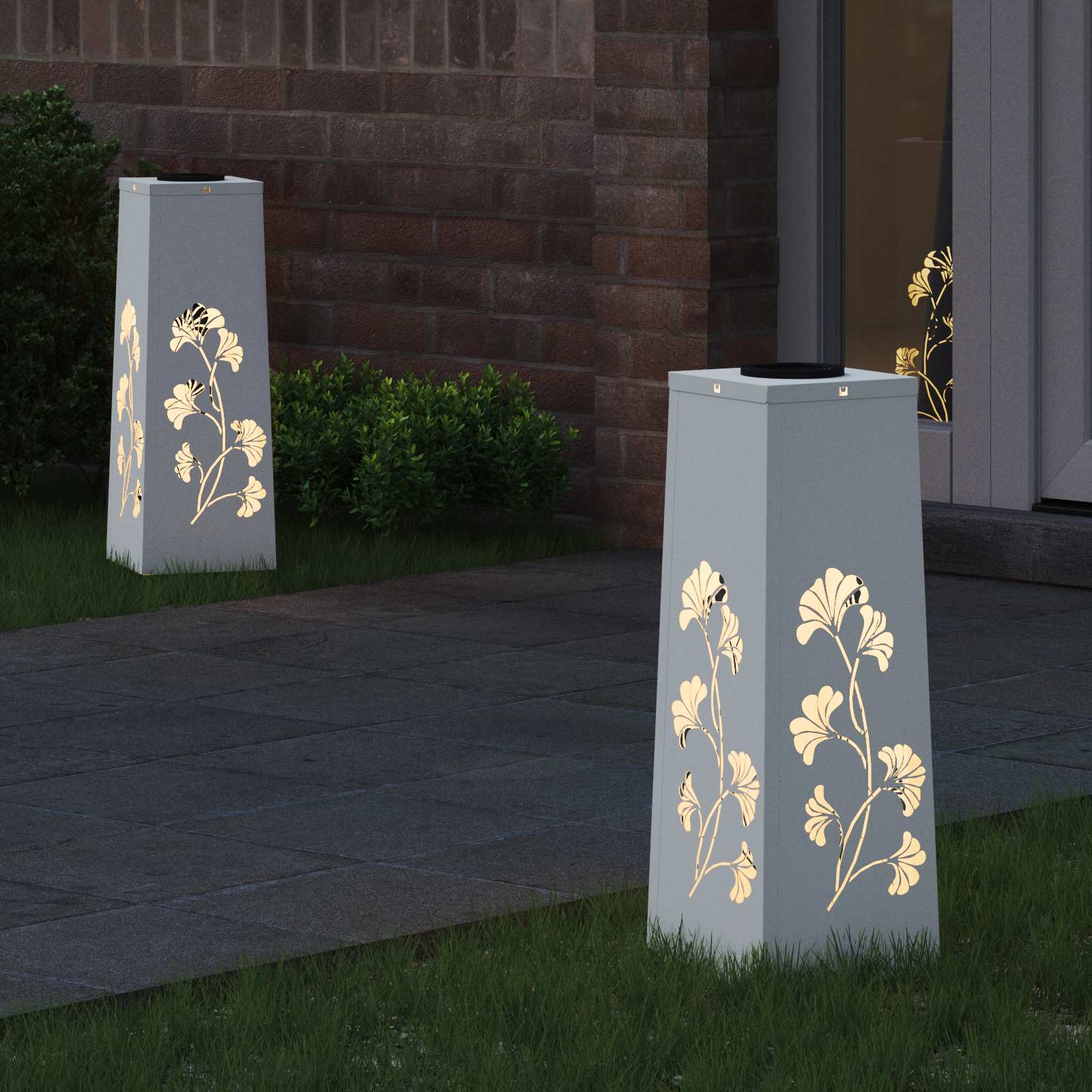 Solar LED Pad Licht 2 st Warmwit 18 x 18 x 50 cm