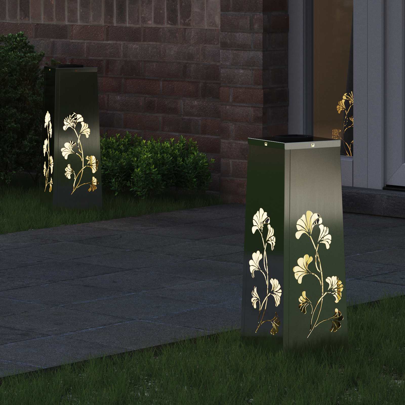 Solar LED Pad Licht 2 st Warmwit 18 x 18 x 50 cm