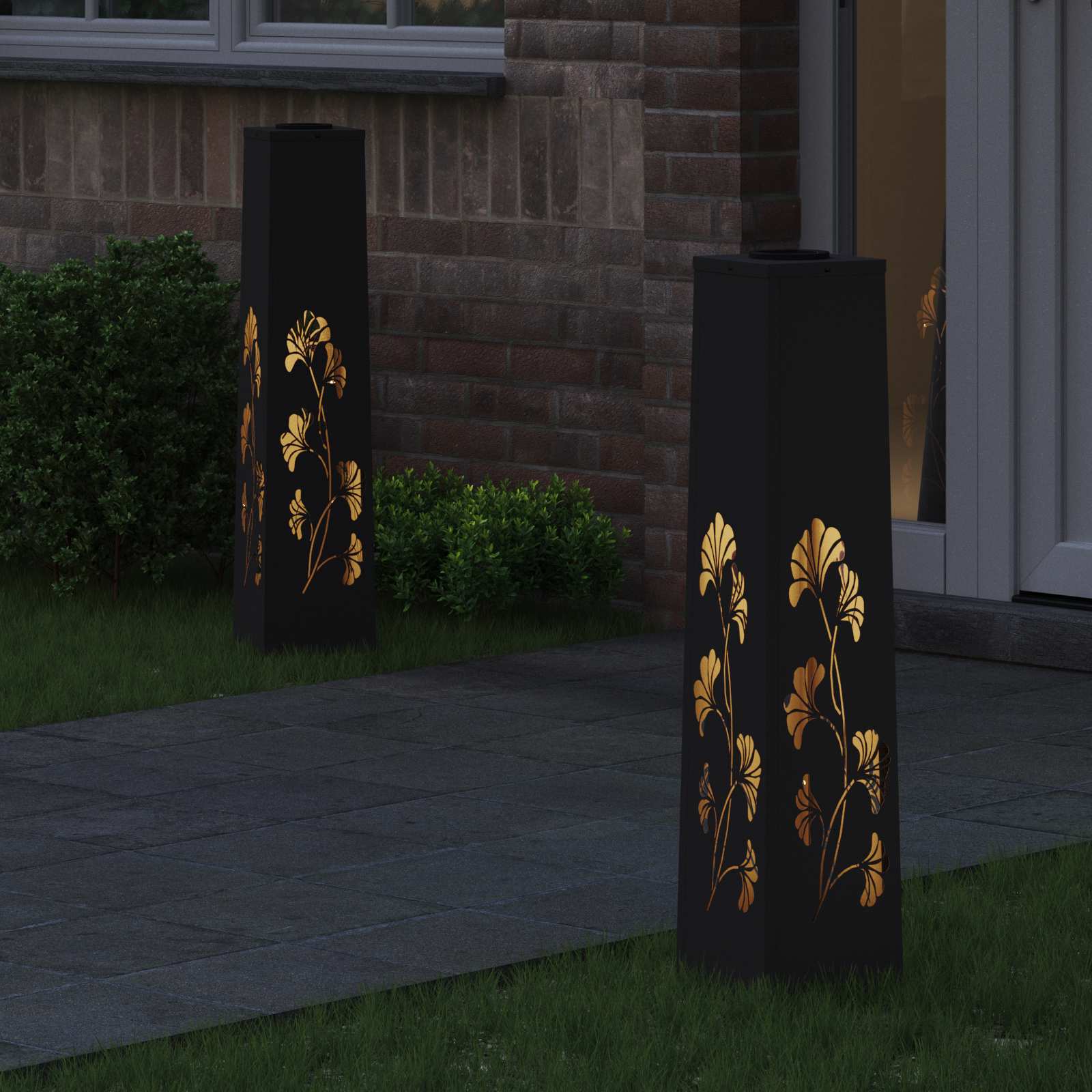 Solar LED Pad Licht 2 st Warmwit 18 x 18 x 80 cm