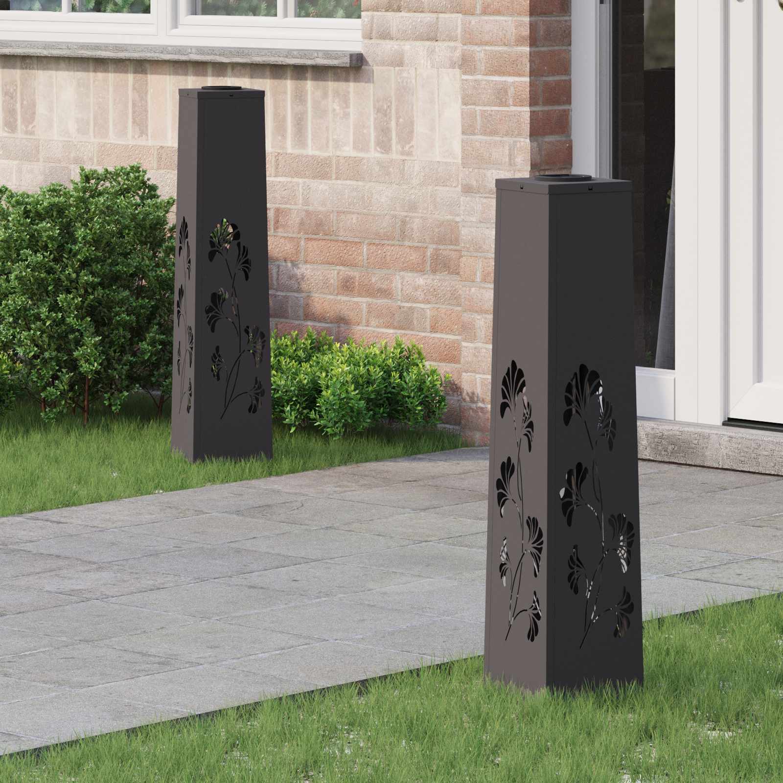 Solar LED Pad Licht 2 st Warmwit 18 x 18 x 80 cm